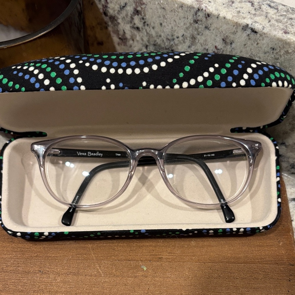 Vera Bradley Black and Blue Eyeglasses with Patterned Case